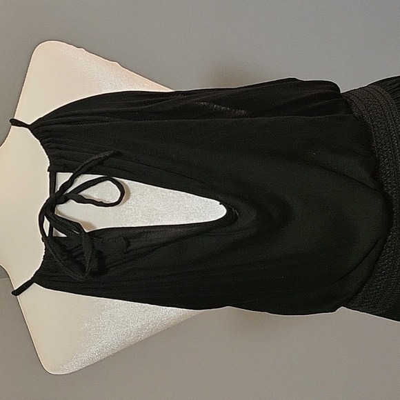 Theory Melaesa Black Drapey Jersey Knit Sleeveless Elastic Waist Maxi Dress Sz M - Picture 5 of 10